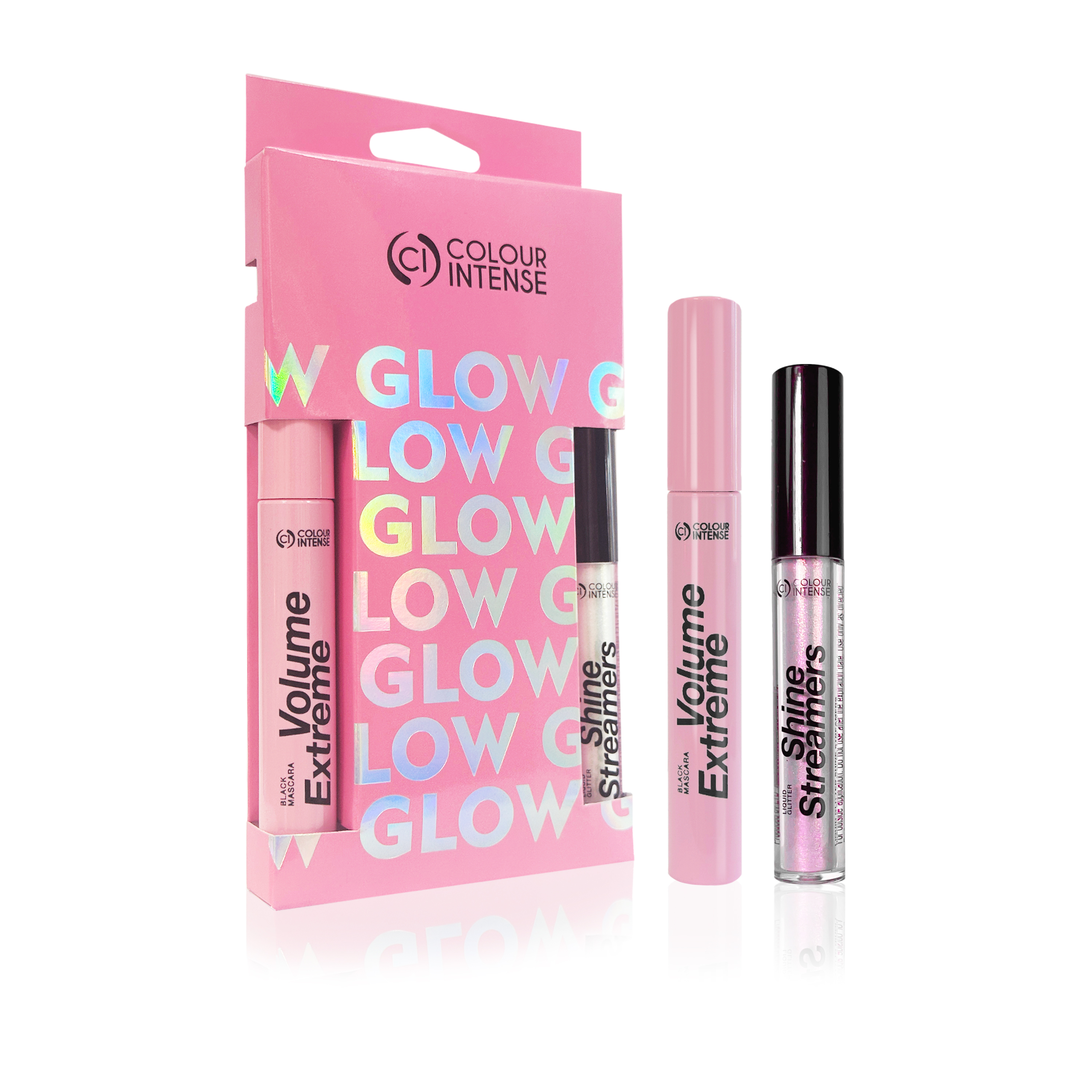 Набор для макияжа Colour Intense Glow: Тушь для ресниц Volume Extreme Black 10 мл + Глиттер жидкий для лица Shine Streamers 4 г - фото 3