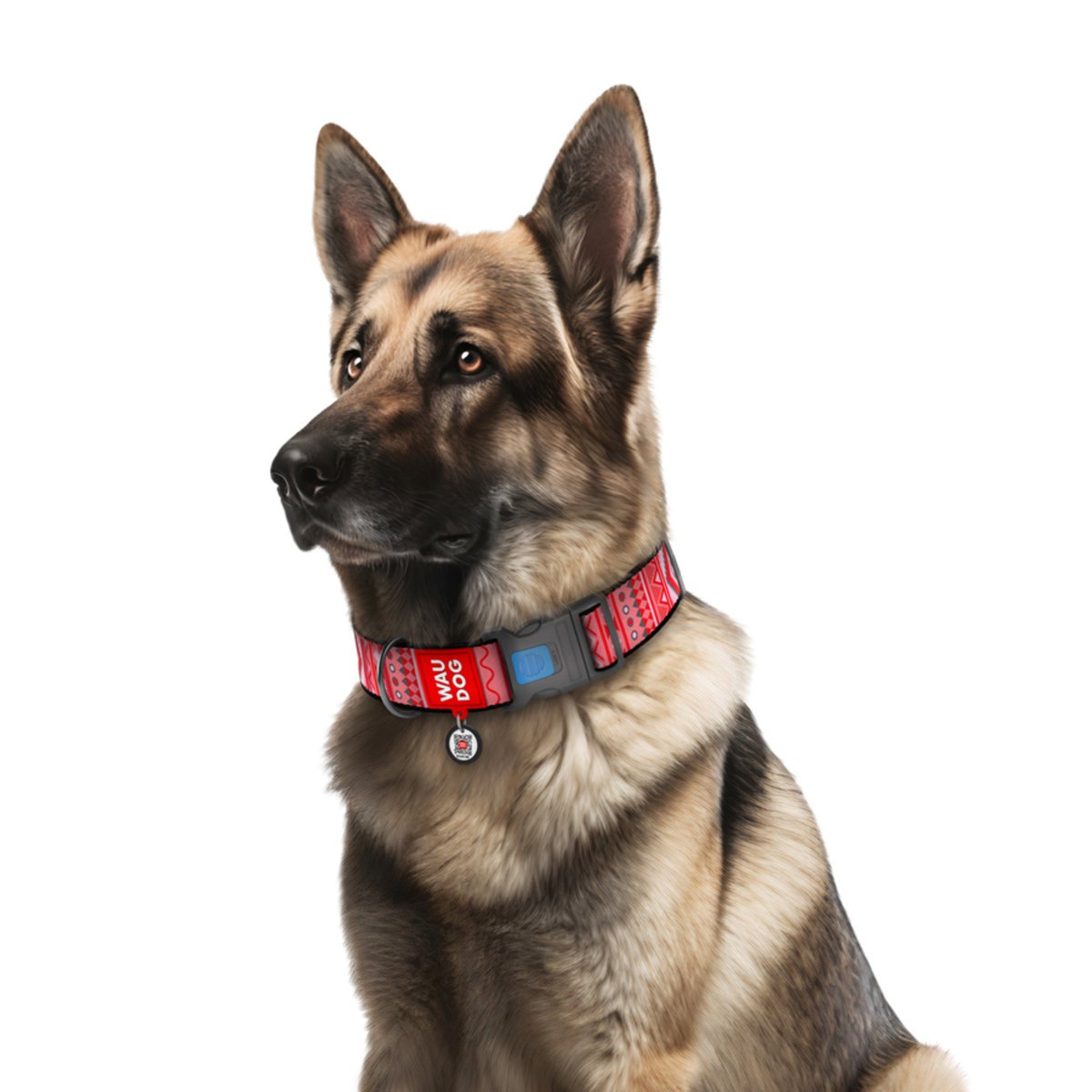 Нашийник для собак Waudog Nylon з QR паспортом, Етно червоний, пластиковий фастекс, XXL, 46-70х3,5 см - фото 3