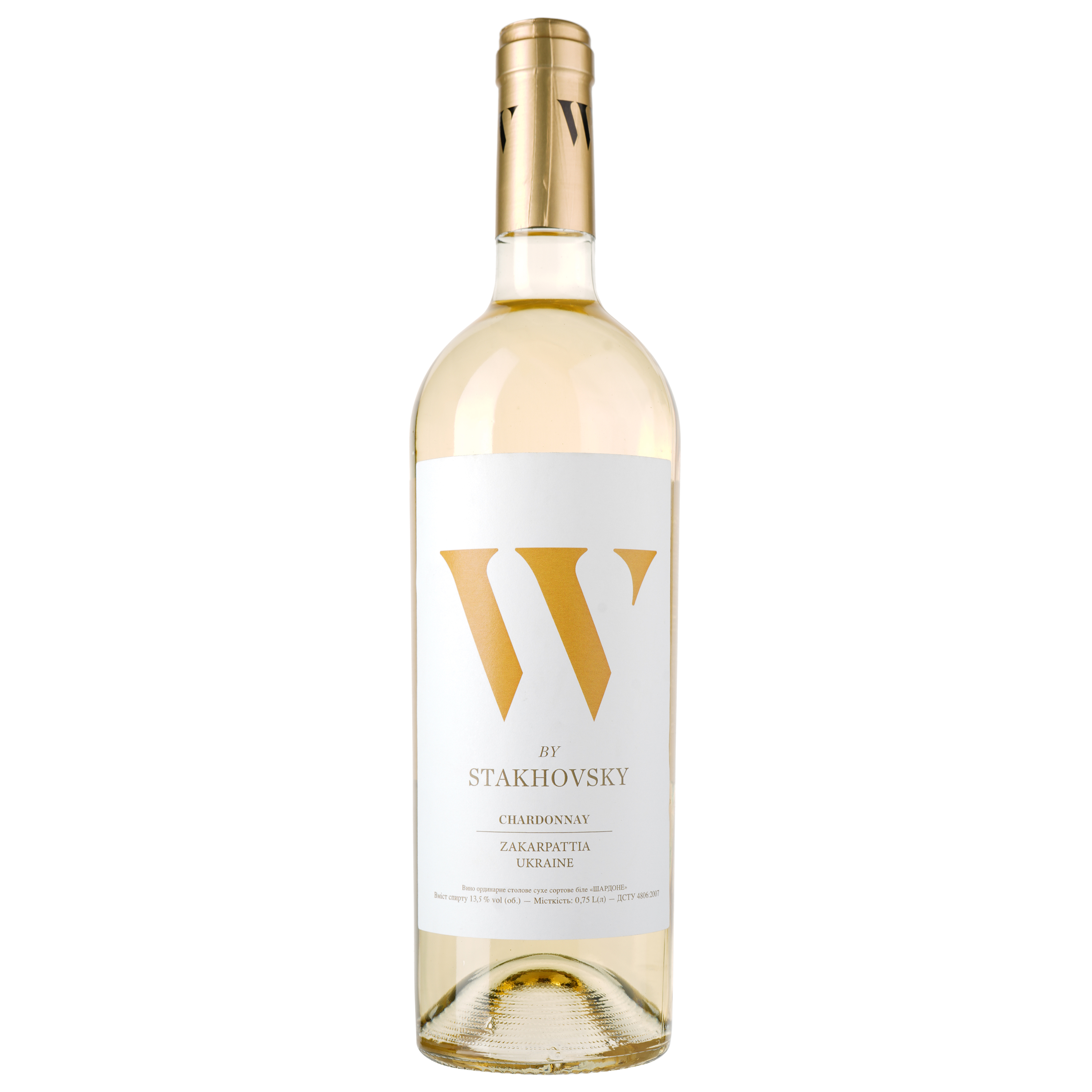 Вино W by Stakhovsky Wines Chardonnay, біле, сухе, 0,75 л - фото 1