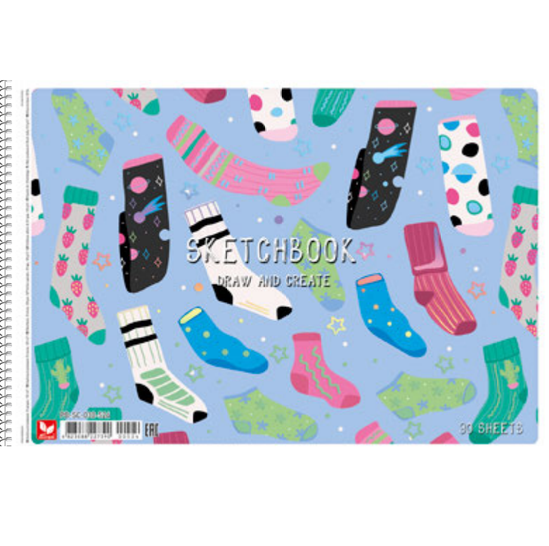 Альбом для рисования Школярик Разноцветные носочки, 30 листов (PB-SC-030-524) - фото 1