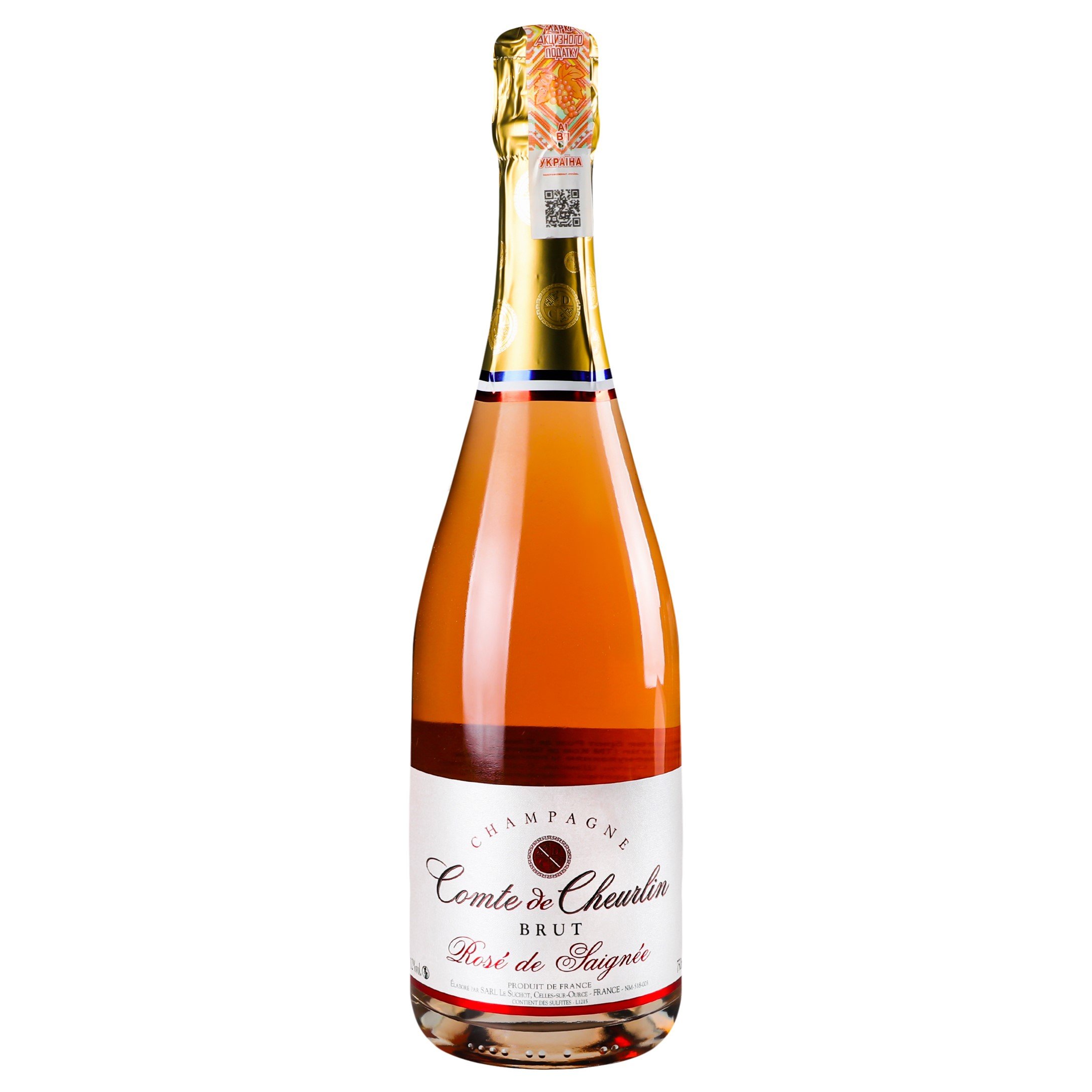 Шампанское Comte de Cheurlin Rose de Saignee Brut, 0,75 л, 12% (636942) - фото 1
