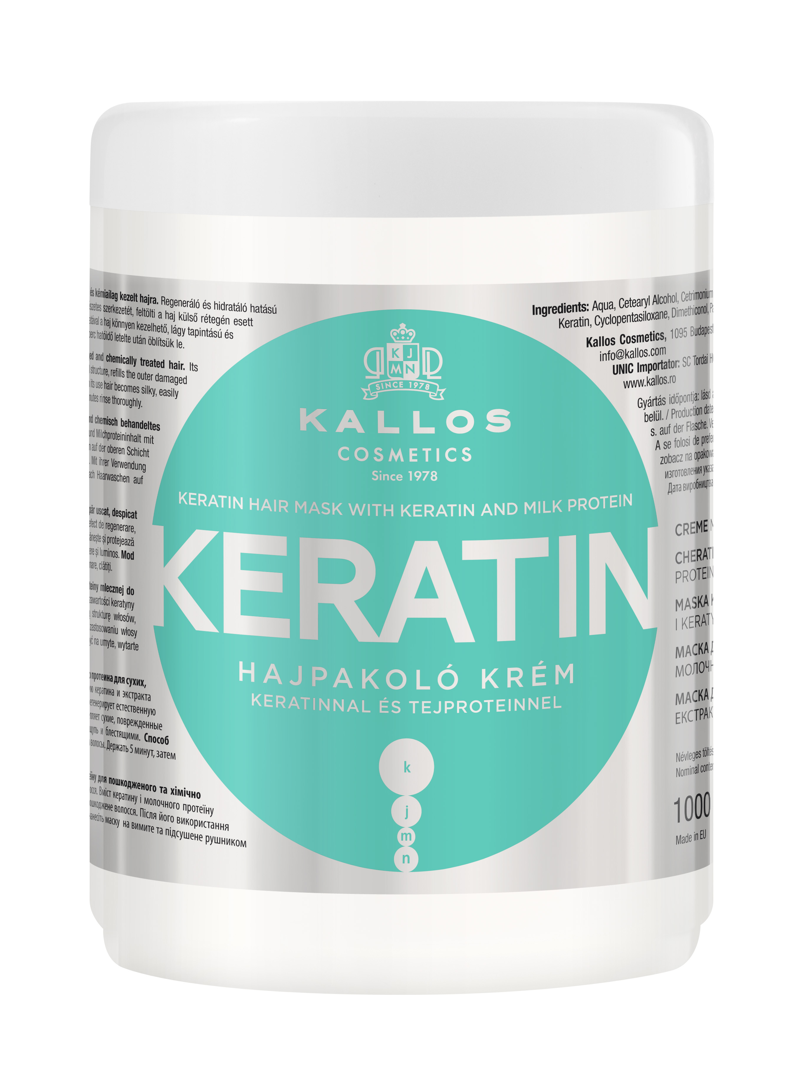 Маска для волосся Kallos Cosmetics Keratin, 1000 мл - фото 1