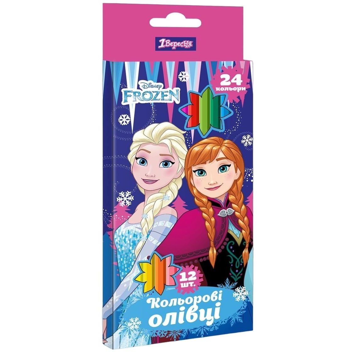 Карандаши цветные 1 Вересня Frozen, двусторонние, 12 шт., 24 цвета (290619) - фото 1