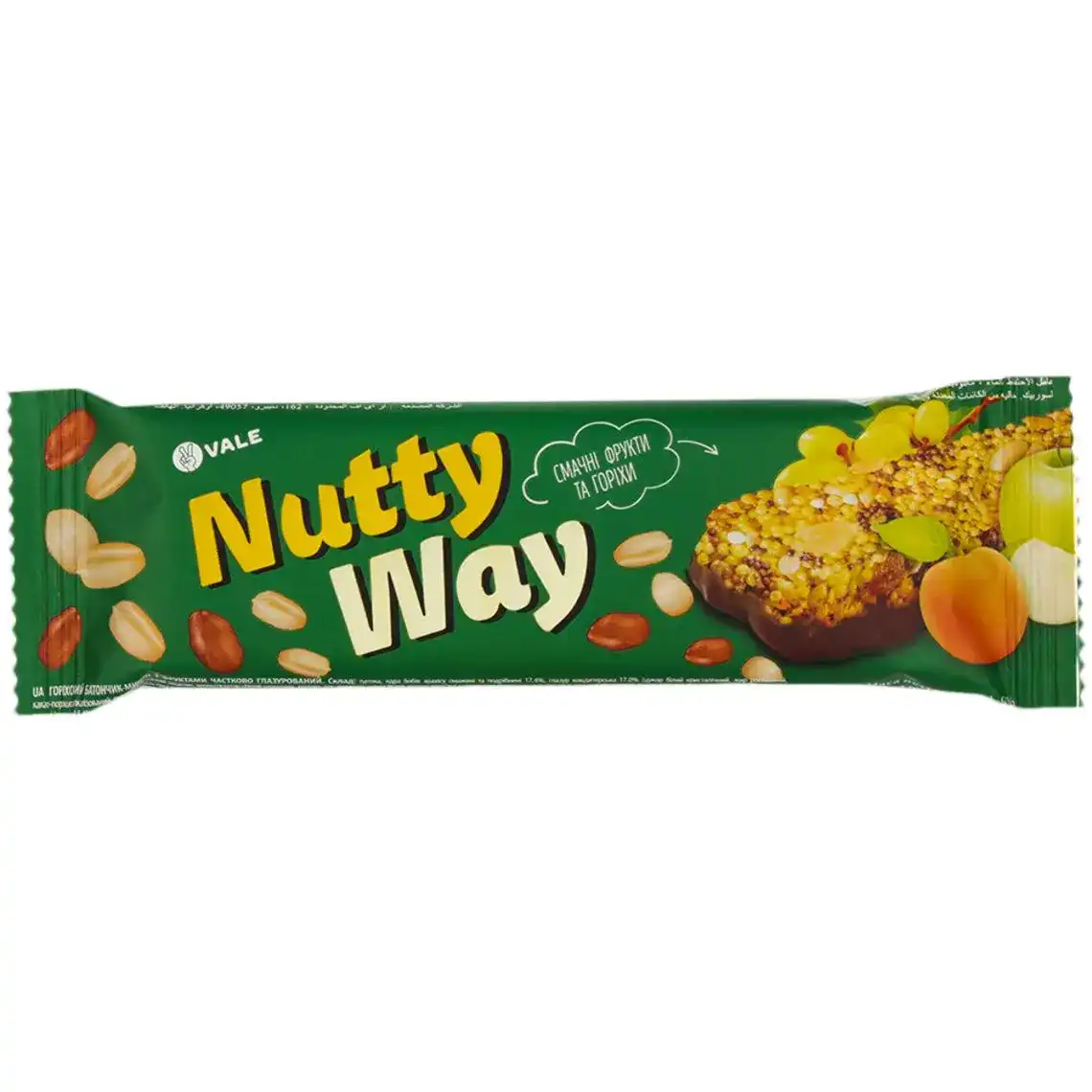 Батончик-мюсли Vale Nutty Way ореховый с фруктами частично глазированный 40 г - фото 1