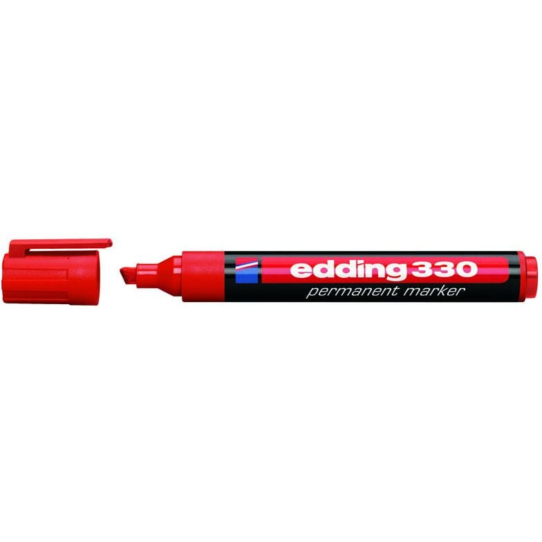 Маркер перманентний Edding Permanent клиноподібний 1-5 мм червоний (e-330/02) - фото 1