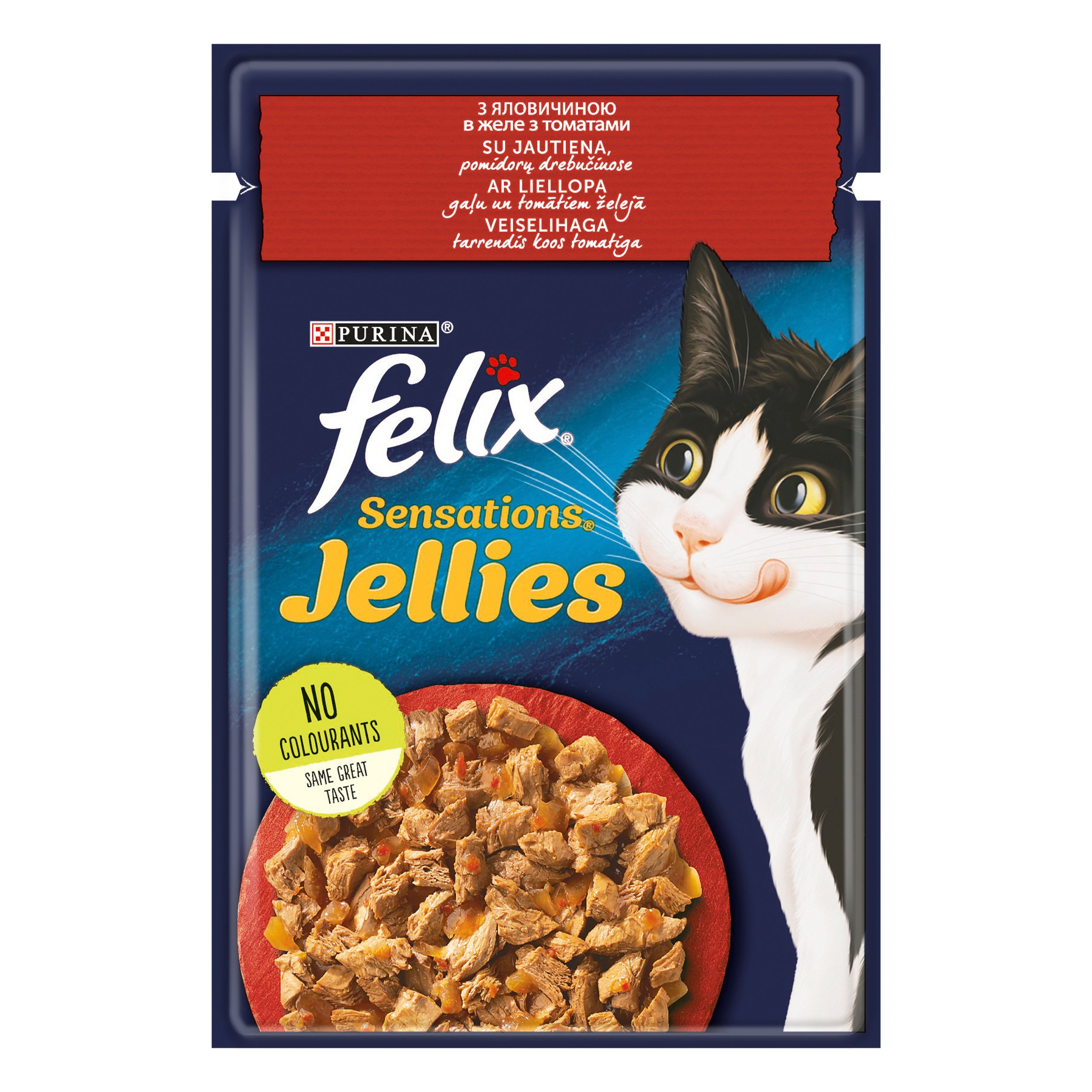 Влажный корм для кошек Felix Sensations, с говядиной и томатами, 85 г - фото 1