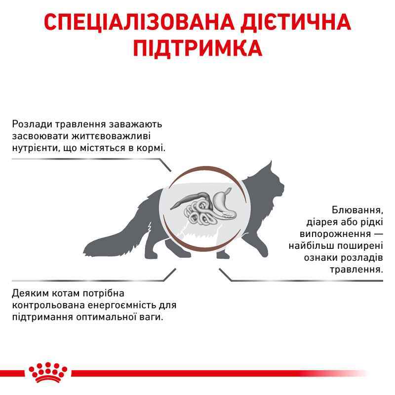 Сухий дієтичний корм для кішок Royal Canin Gastrointestinal Moderate Calorie при порушенні травлення зі зниженим вмістом калорій, 4 кг (4008040) - фото 6