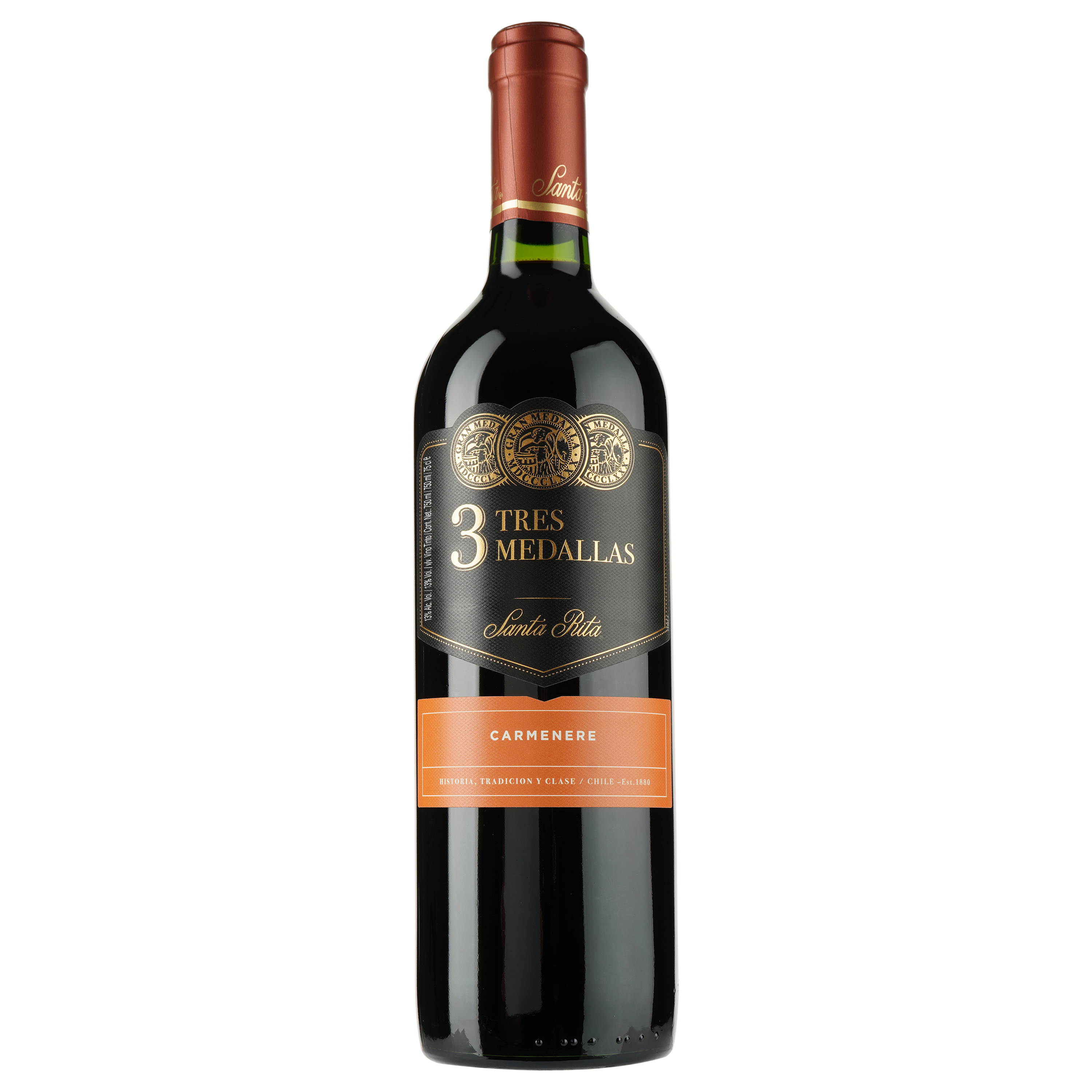 Вино Santa RitaTres Medallas Carmenere, красное, сухое, 14,5%, 0,75 л - фото 1