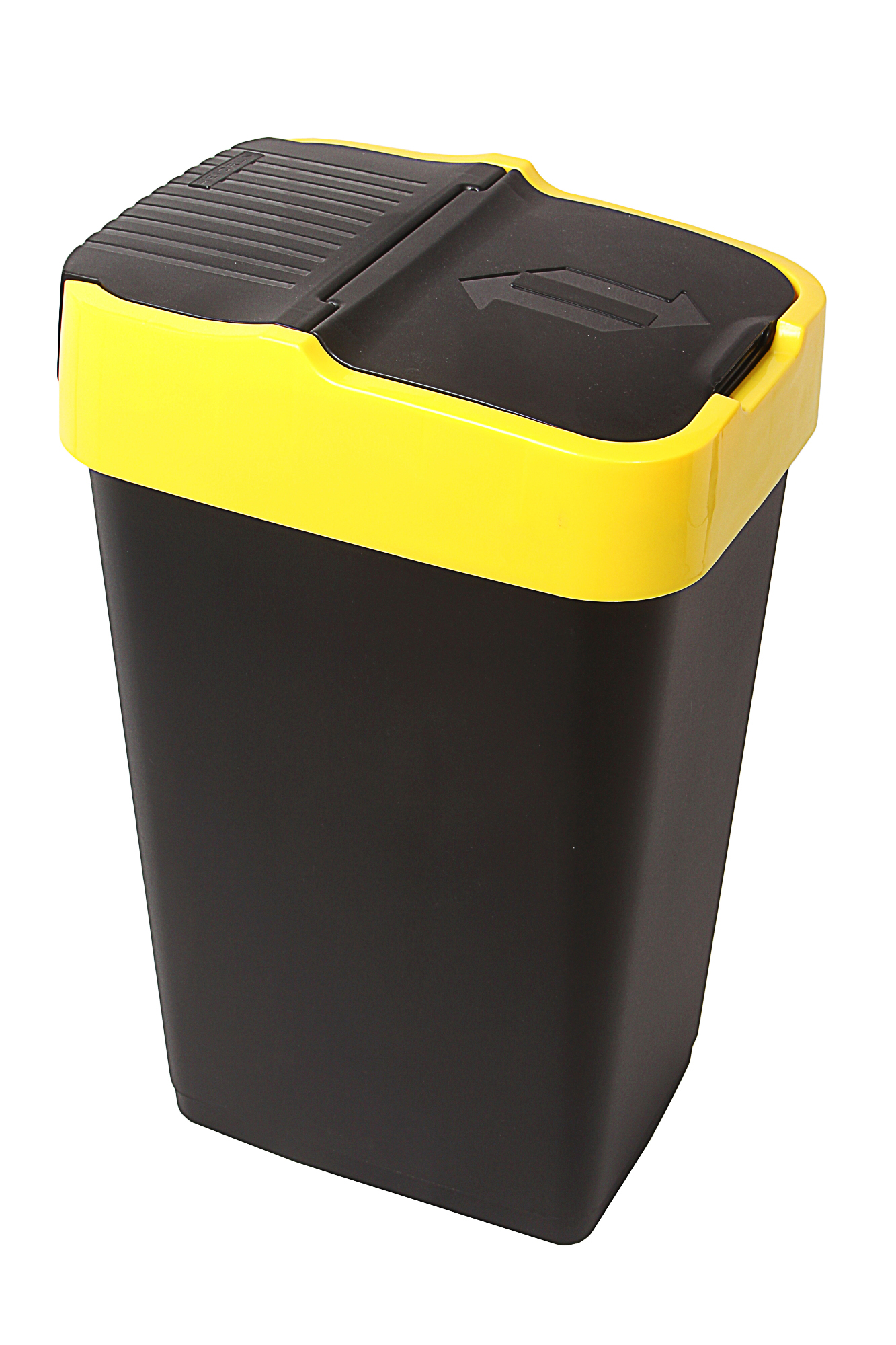 Ведро для мусора с крышкой Heidrun Refuse, 60 л, черный с желтым (1345) - фото 1
