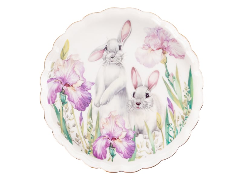 Блюдо для торта Lefard Кролик у квітах, 22 см, білий з бузковим (943-223) - фото 2