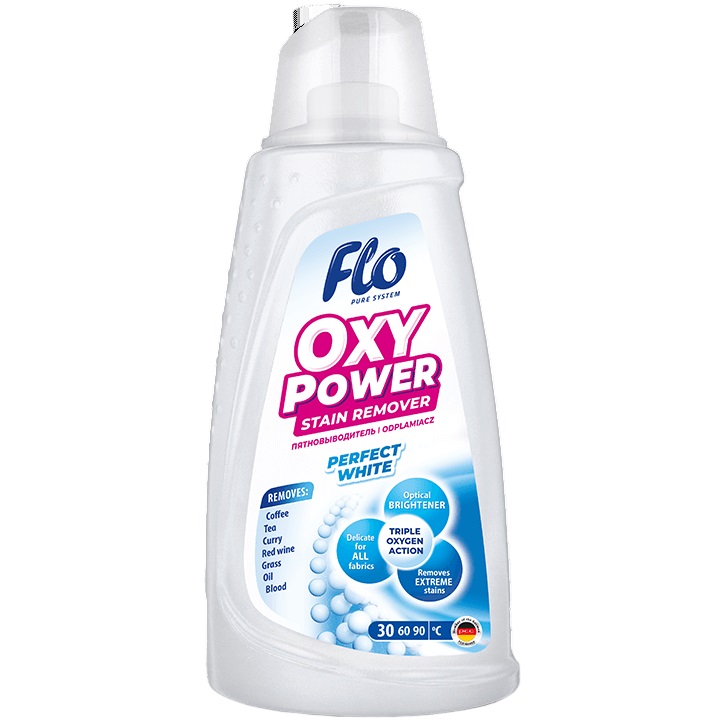 Плямовивідник для білих тканин Flo Oxy Power White, 1,5 л - фото 1