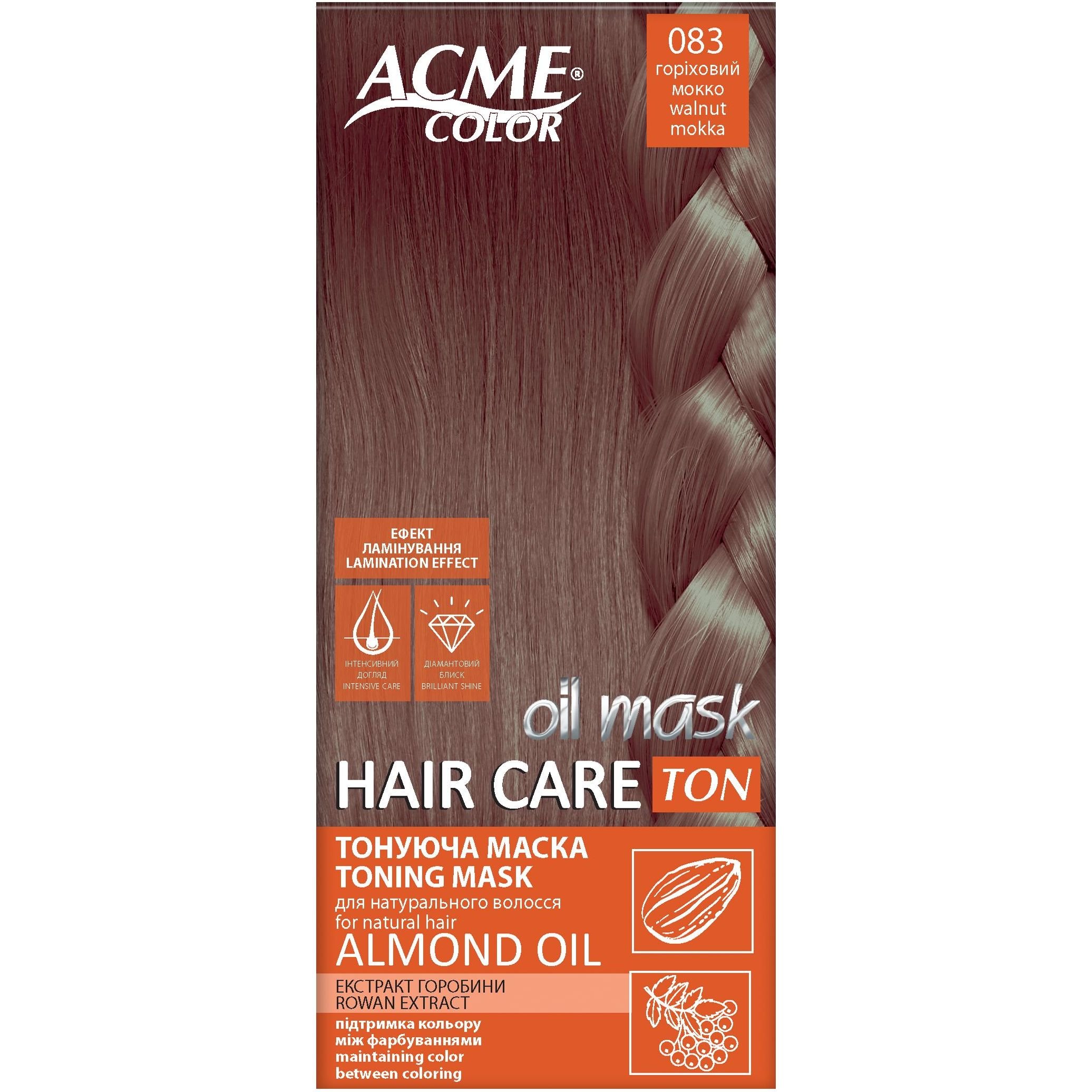 Тонуюча маска для волосся Acme Color Hair Care Ton oil mask, відтінок 083, горіховий мокко, 30 мл - фото 1