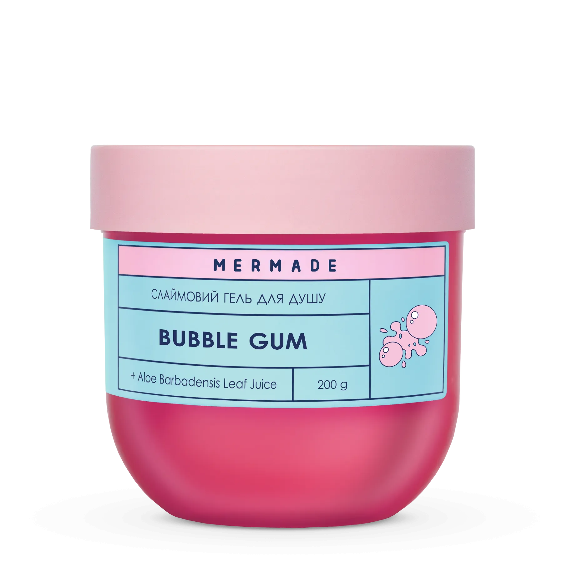 Подарочный набор Mermade Bubble Gum Party: пенка для душа 150 мл + сахарный скраб для тела 250 г + увлажняющий бальзам для губ 10 г + слаймовый гель для душа 200 мл - фото 4