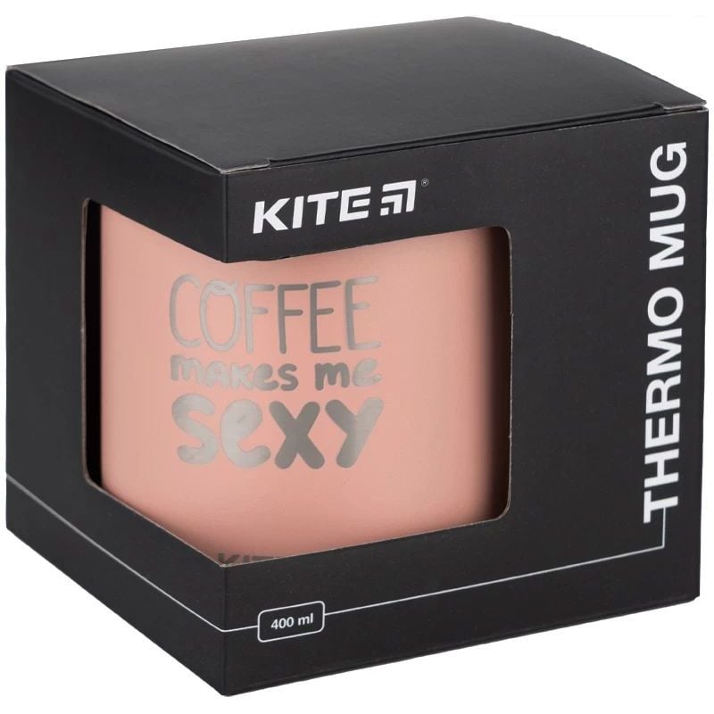 Термокружка Kite Coffee makes me sexy 400 мл пудровая (K22-379-03-2) - фото 5