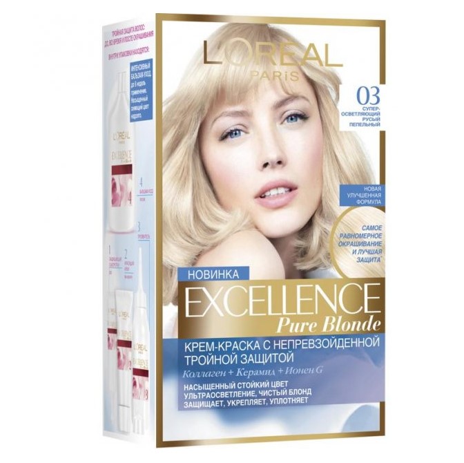 Фарба для волосся L’Oréal Paris Excellence Creme, тон 3.0 (супер-освітлювальний русявий попелястий), 176 мл (A9949001) - фото 1