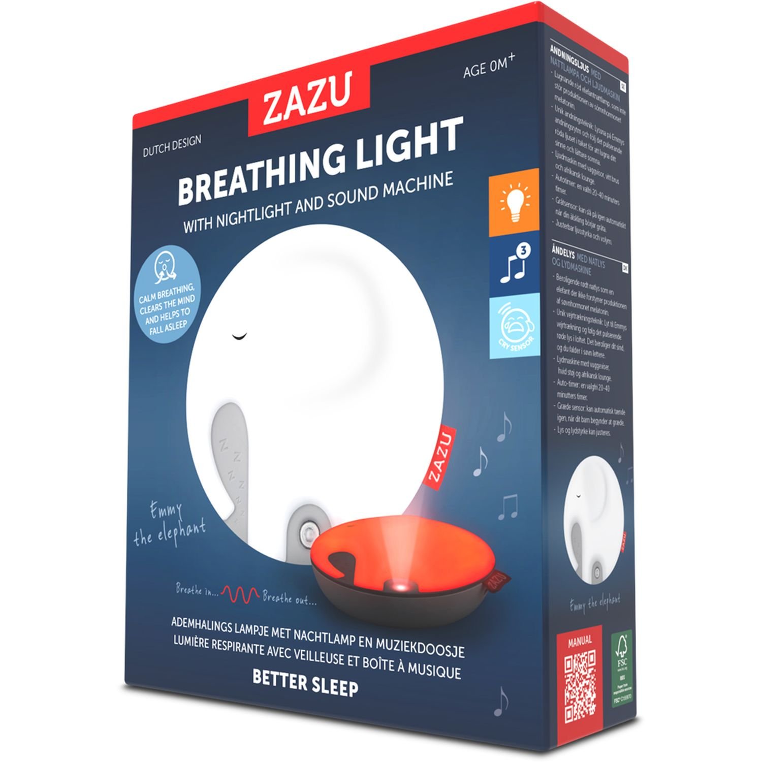 Нічник-проектор Zazu Emmy з дихаючим світлом, білим шумом і мелодіями (ZA-EMMY-01) - фото 4