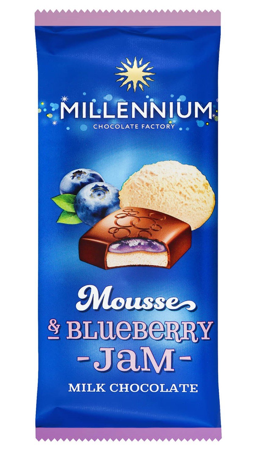 Шоколад молочный Millennium с мусcовой и черничной начинкой, 135 г (779429) - фото 1