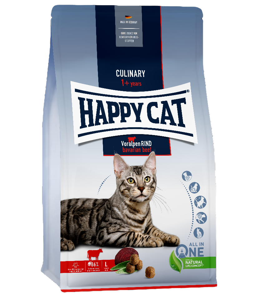 Сухий корм для дорослих котів Happy Cat Culinary Voralpen Rind, зі смаком яловичини, 4 кг (70559) - фото 1