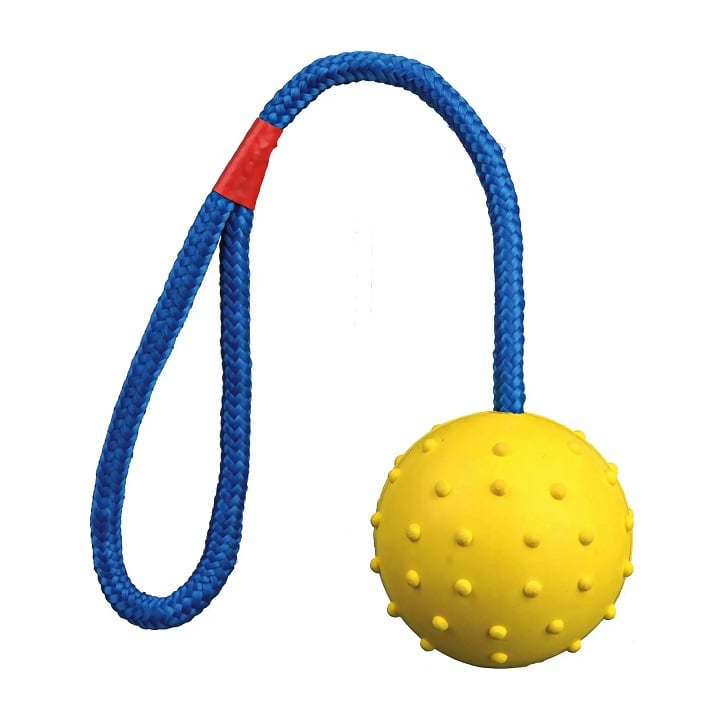 Іграшка для собак Trixie М'яч на мотузці з ручкою, 7см/30 см, в ассортименте (3308) - фото 1