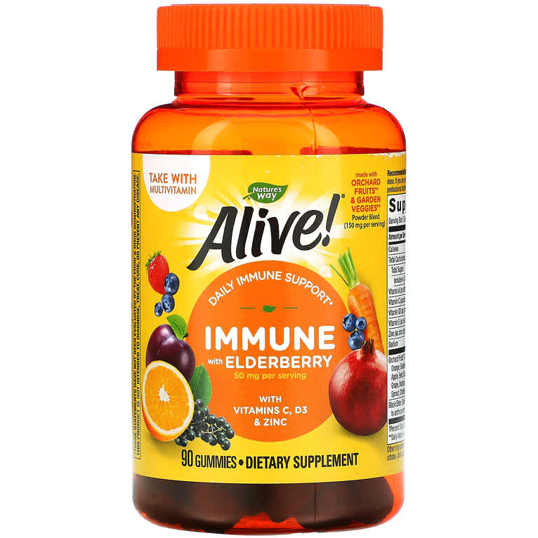 Імунна підтримка Nature's Way Alive! Immune з бузиною 90 жувальних цукерок (NWY10484) - фото 1