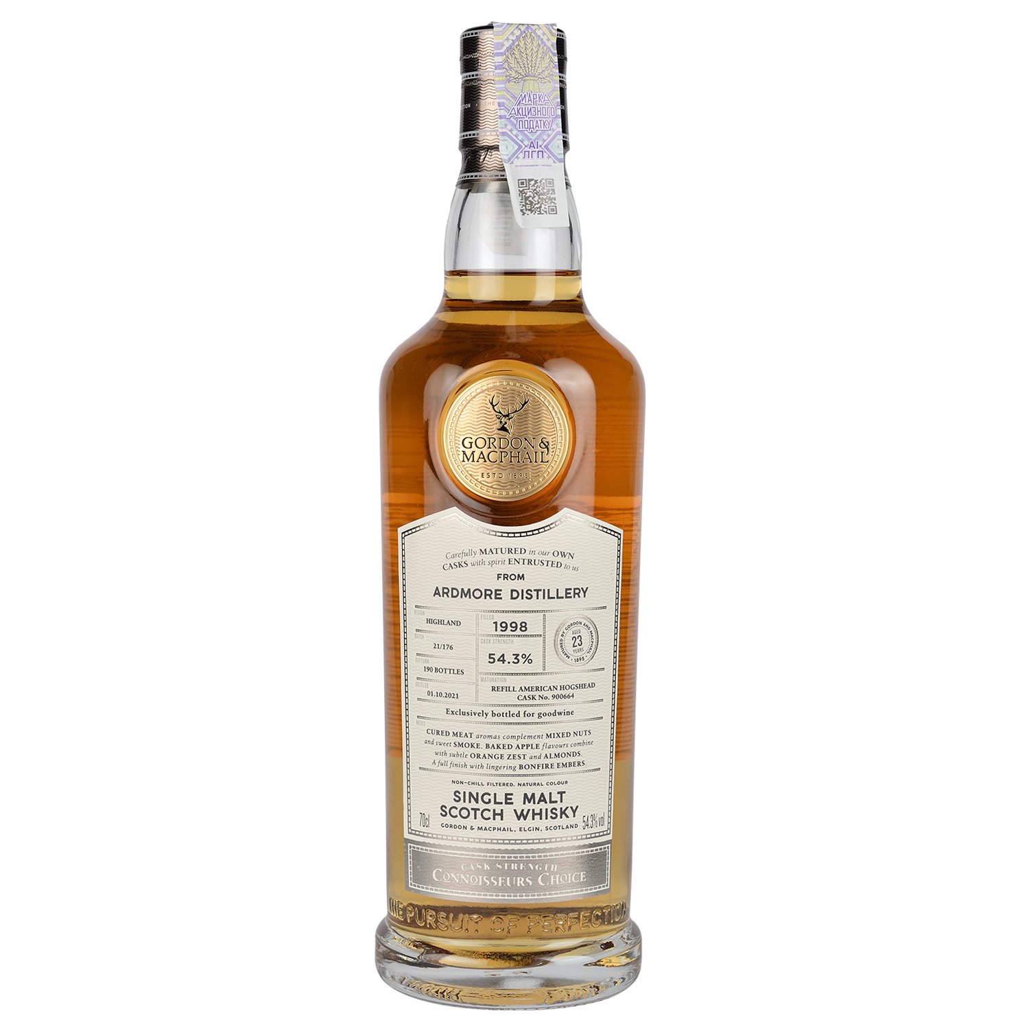 Виски Gordon&MacPhail Ardmore Connoisseurs Choice 1998 Batch 21/176 Single Malt Scotch Whisky, в подарочной упаковке, 54,3%, 0,7 л - фото 3