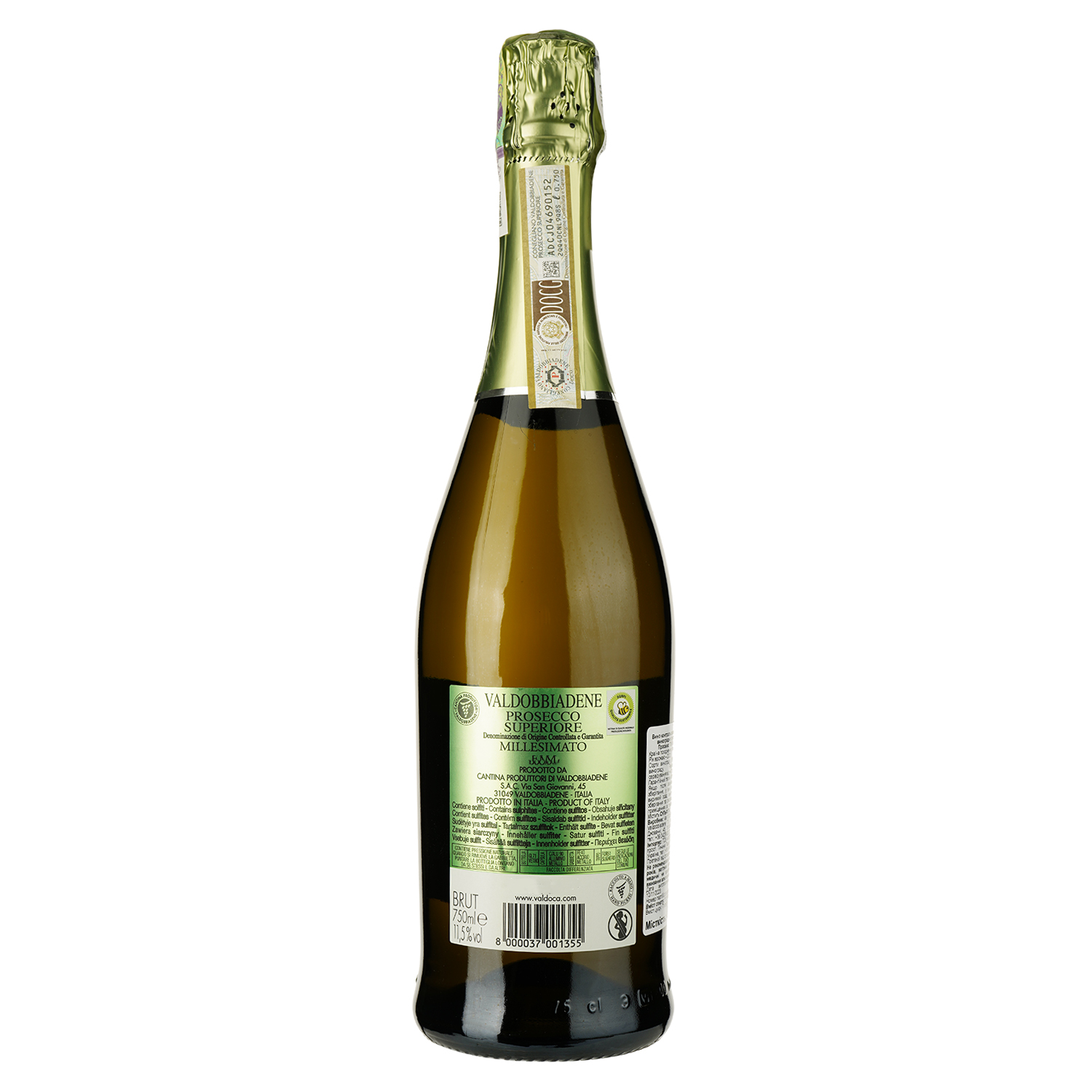 Игристое вино Val d'Oca Prosecco Superiore Brut белое брют 0.75 л - фото 2