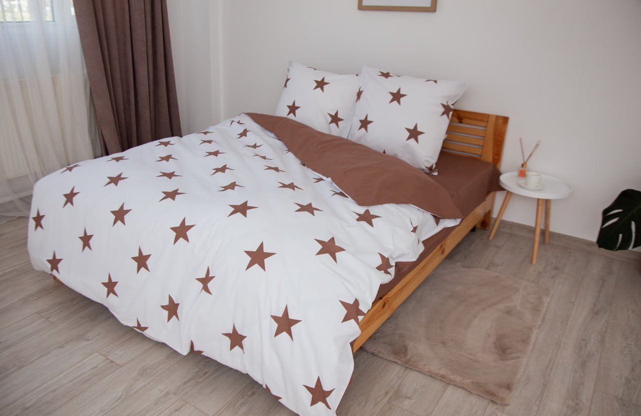 Комплект постельного белья ТЕП Soft dreams Morning Star Cappuccino евро капучино с белым (2-03859_25315) - фото 2