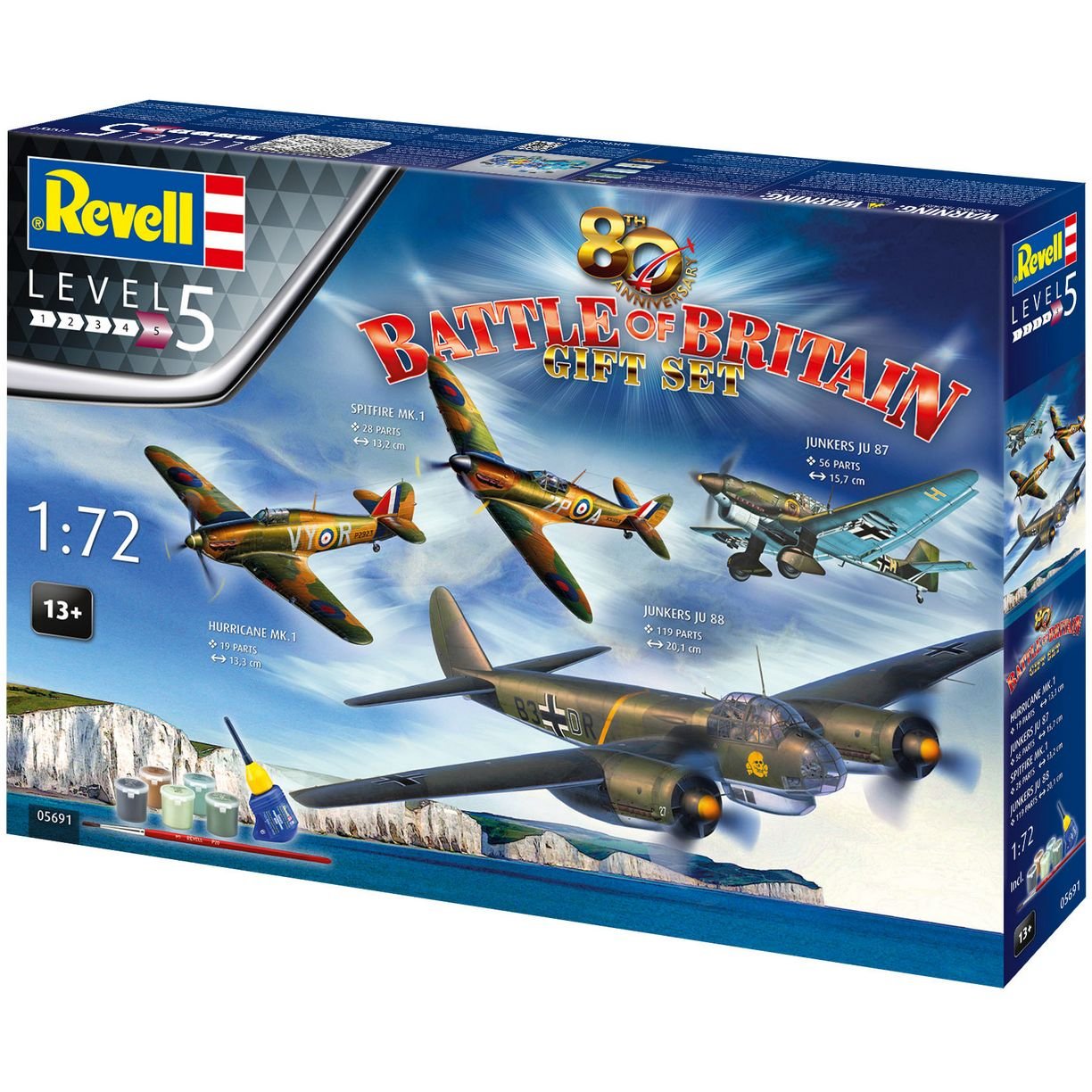 Збірна модель Revell Набір 80-річчя Битви за Британію 4 літаки, рівень 5, масштаб 1:72, 222 деталі (RVL-05691) - фото 1