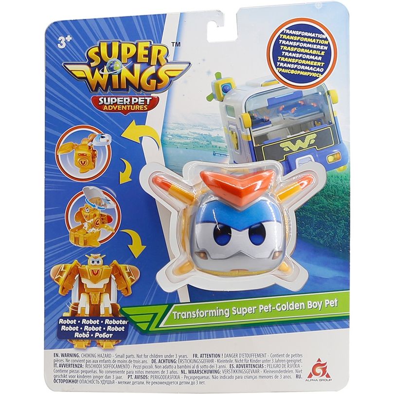 Игровая фигурка-трансформер Super Wings Transforming Super Pet Золотой Мальчик любимец (EU770644) - фото 7