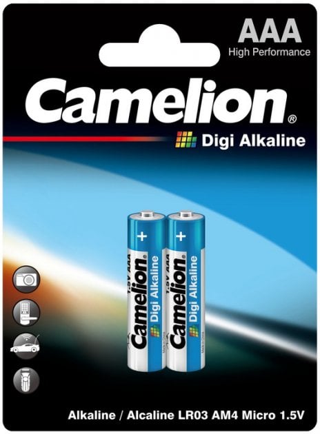 Литиевые батарейки мизинчиковые Camelion 1,5V AАA LR03-BP2DG Digi Alkaline, 2 шт. (LR03-BP2DG) - фото 1