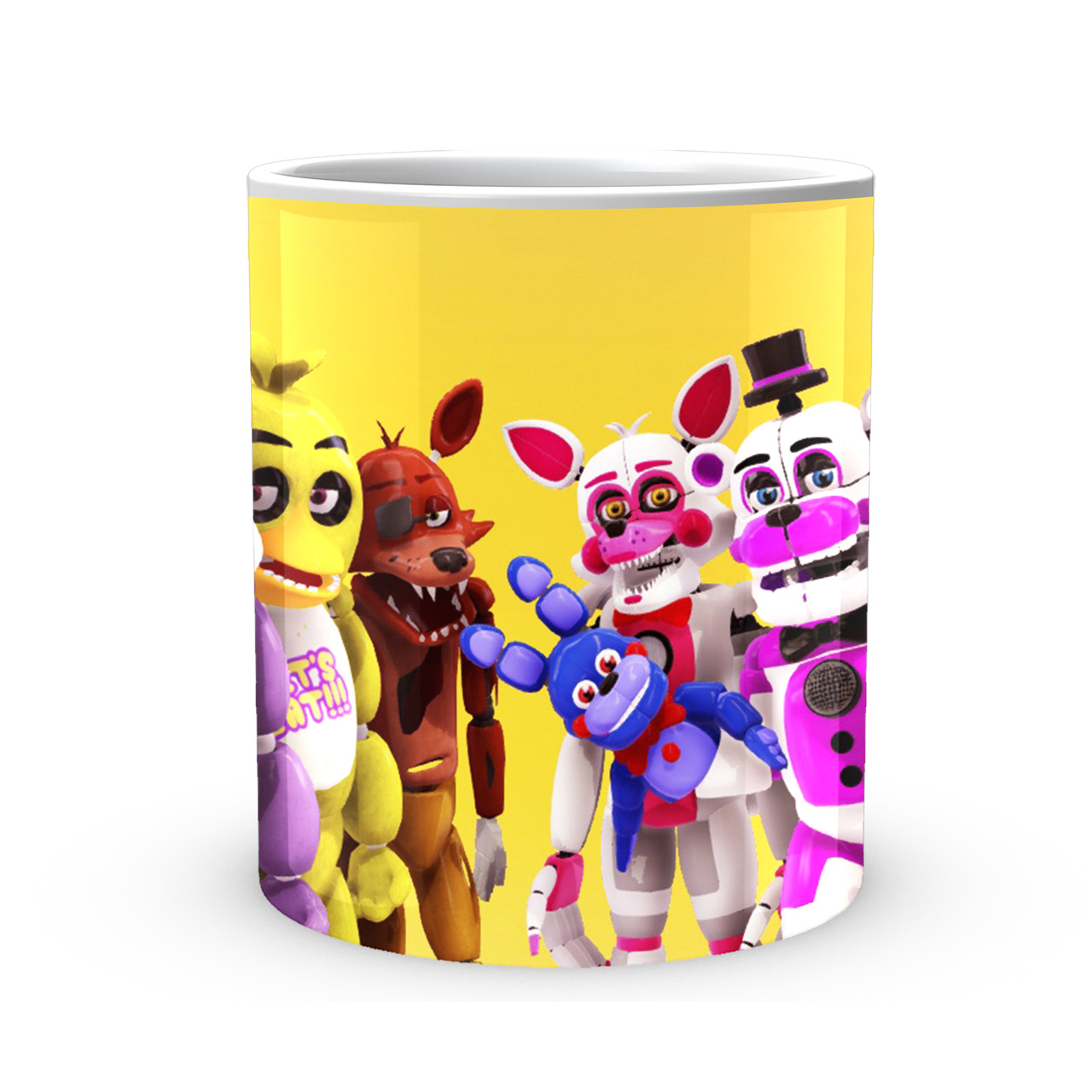 Кружка GeekLand Five Nights At Freddys П'ять ночей з Фредді Аніматроніки Жовтий фон FN.02.393 - фото 2