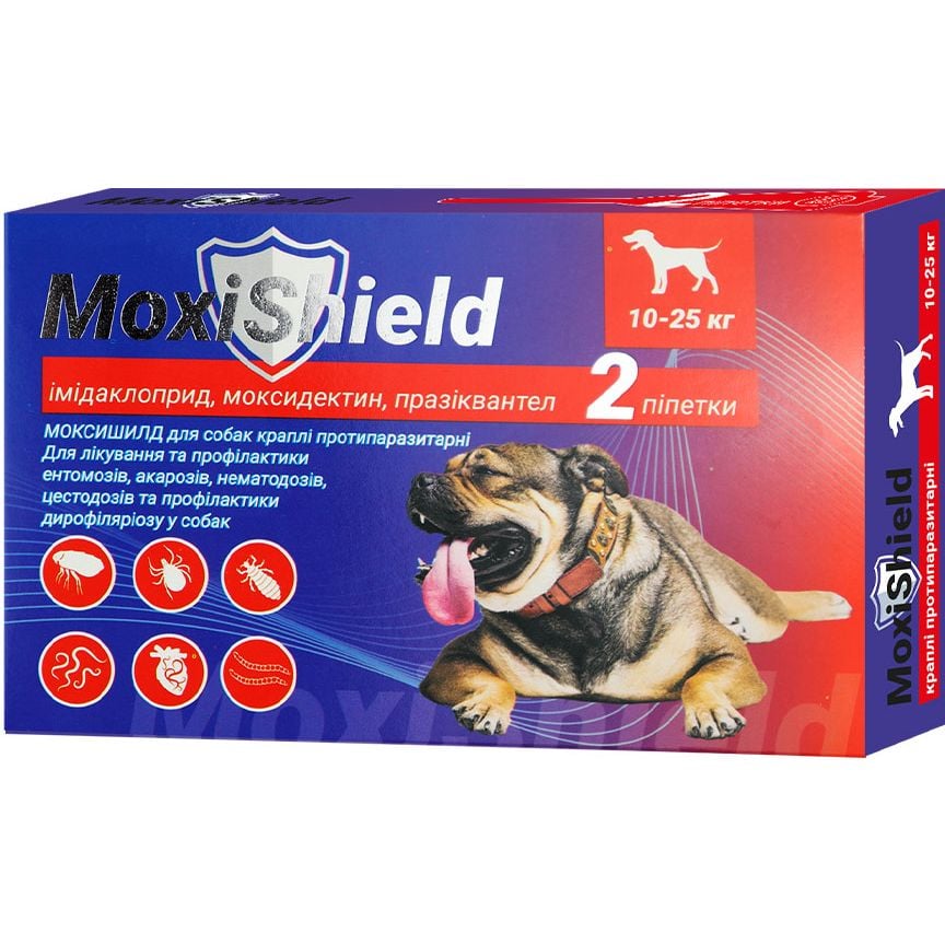 Капли противопаразитарные Fipromax MoxiShield для собак 10-25 кг 2 пипетки 3 мл - фото 1