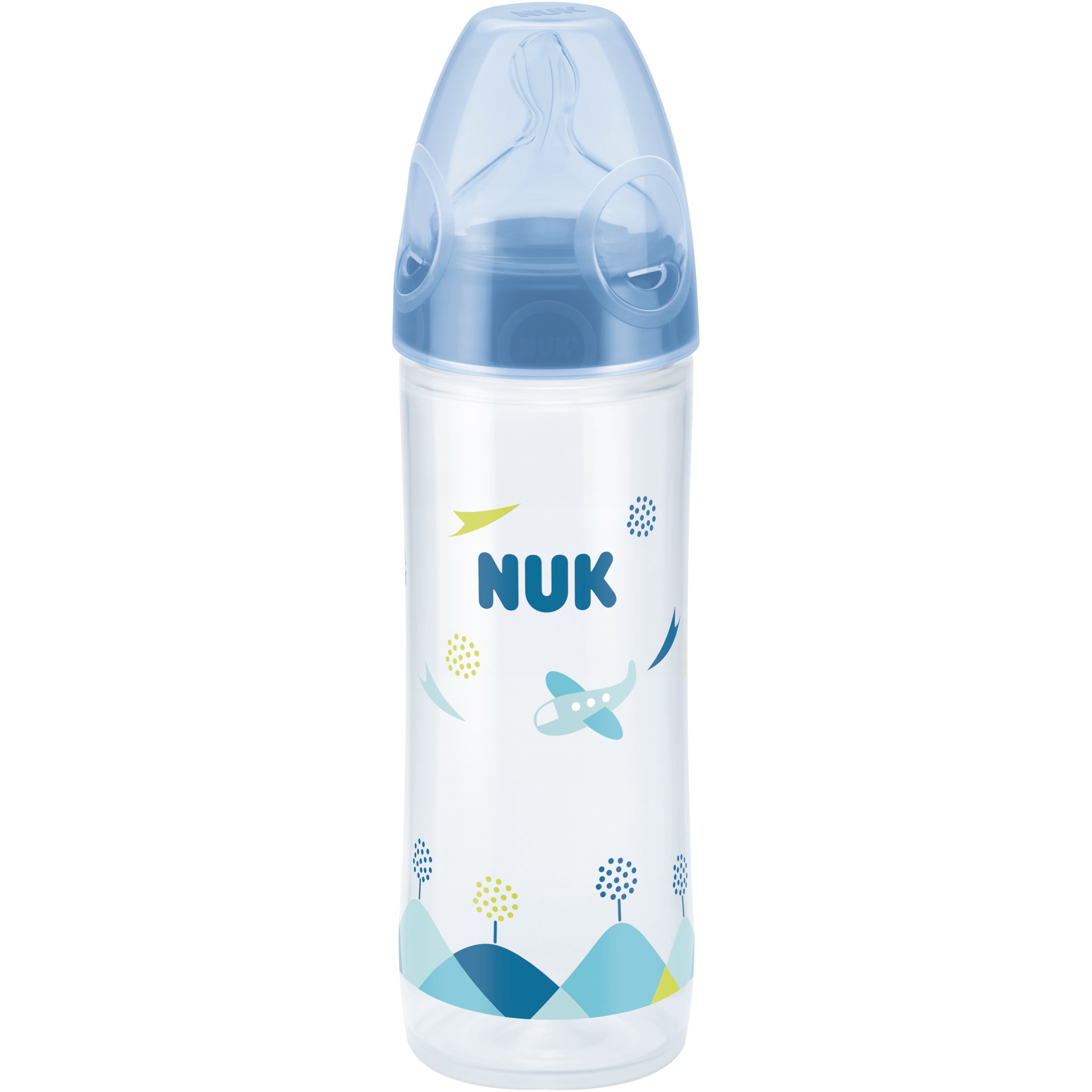 Пляшечка Nuk New Class FC, з широким горлечком, з силіконовою соскою 6-18 міс., 250 мл, синій (3952703) - фото 1
