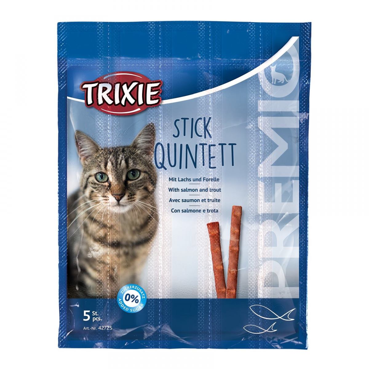Ласощі для кішок Trixie PREMIO Quadro-Sticks, форель та лосось, 5 шт., 25 г - фото 1