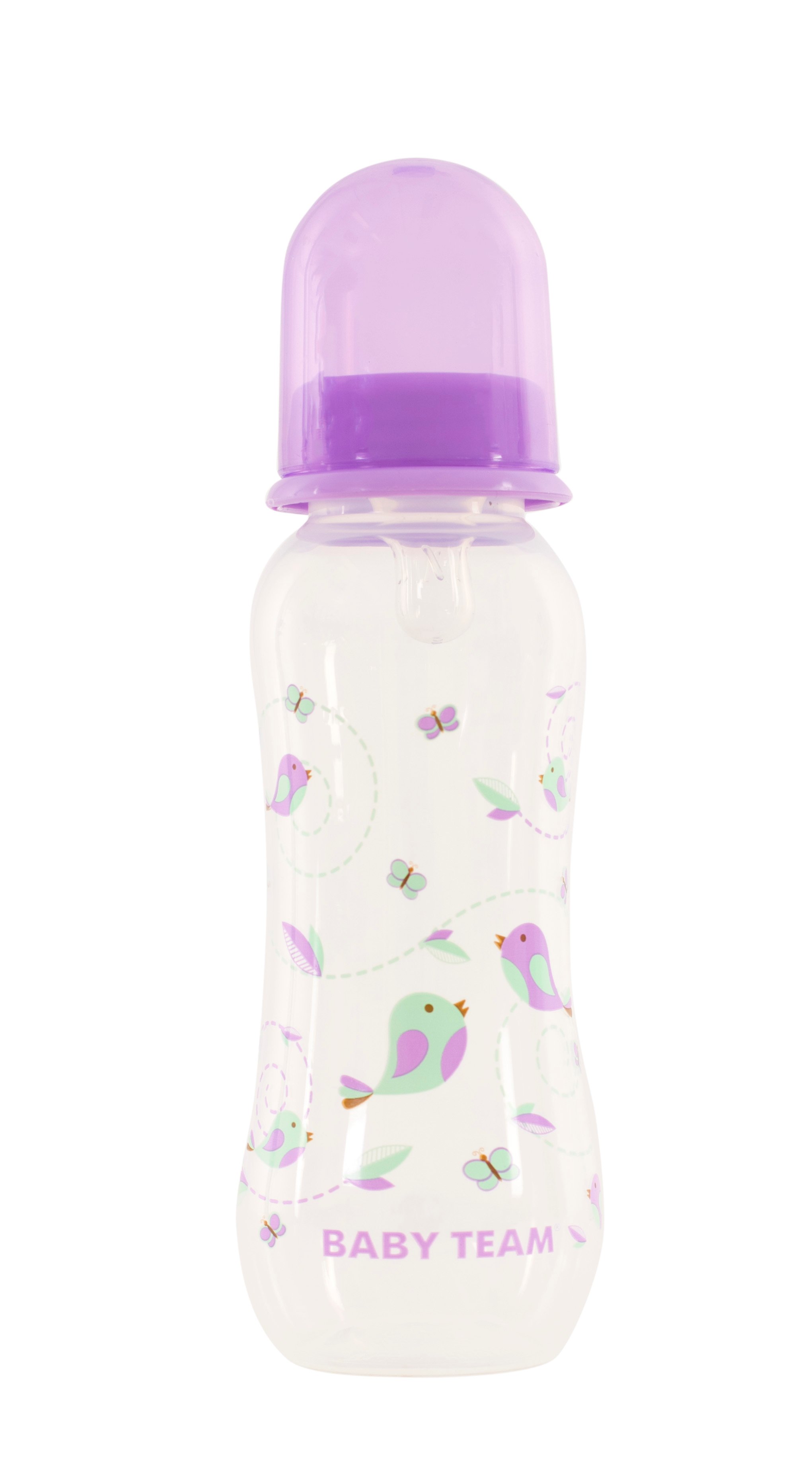 Бутылочка для кормления Baby Team, с талией и силиконовой соской, 250 мл, фиолетовый (1121_фиолетовый) - фото 1
