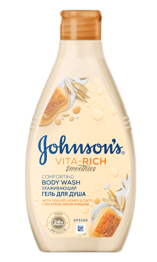 Гель для душа Johnson’s Vita-Rich Смузи, ухаживающий, с йогуртом, овсом и медом, 750 мл - фото 1