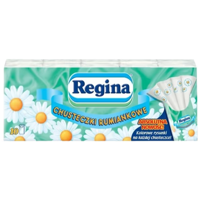 Носовые платки Regina ромашка, четырехслойные,10 шт. в упаковке - фото 1