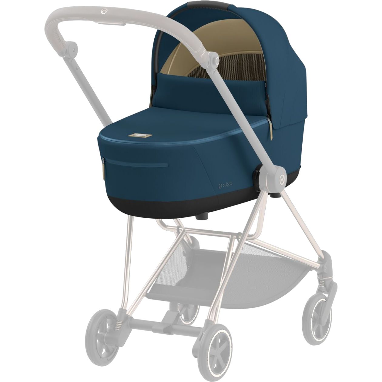 Люлька Cybex Mios Lux Mountain Blue + Текстиль для прогулочного блока Cybex Mios Mountain Blue + Шасси для коляски Cybex Mios LS RBA Matt Black - фото 8