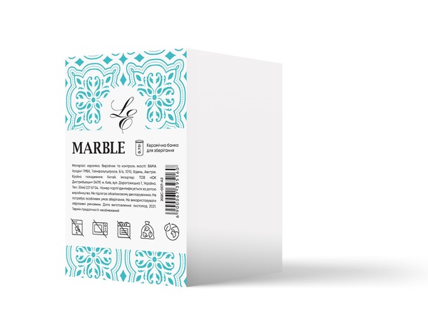 Банка Limited Edition Marble, кераміка, 750 мл, білий із сірим (202C-007-A3) - фото 2