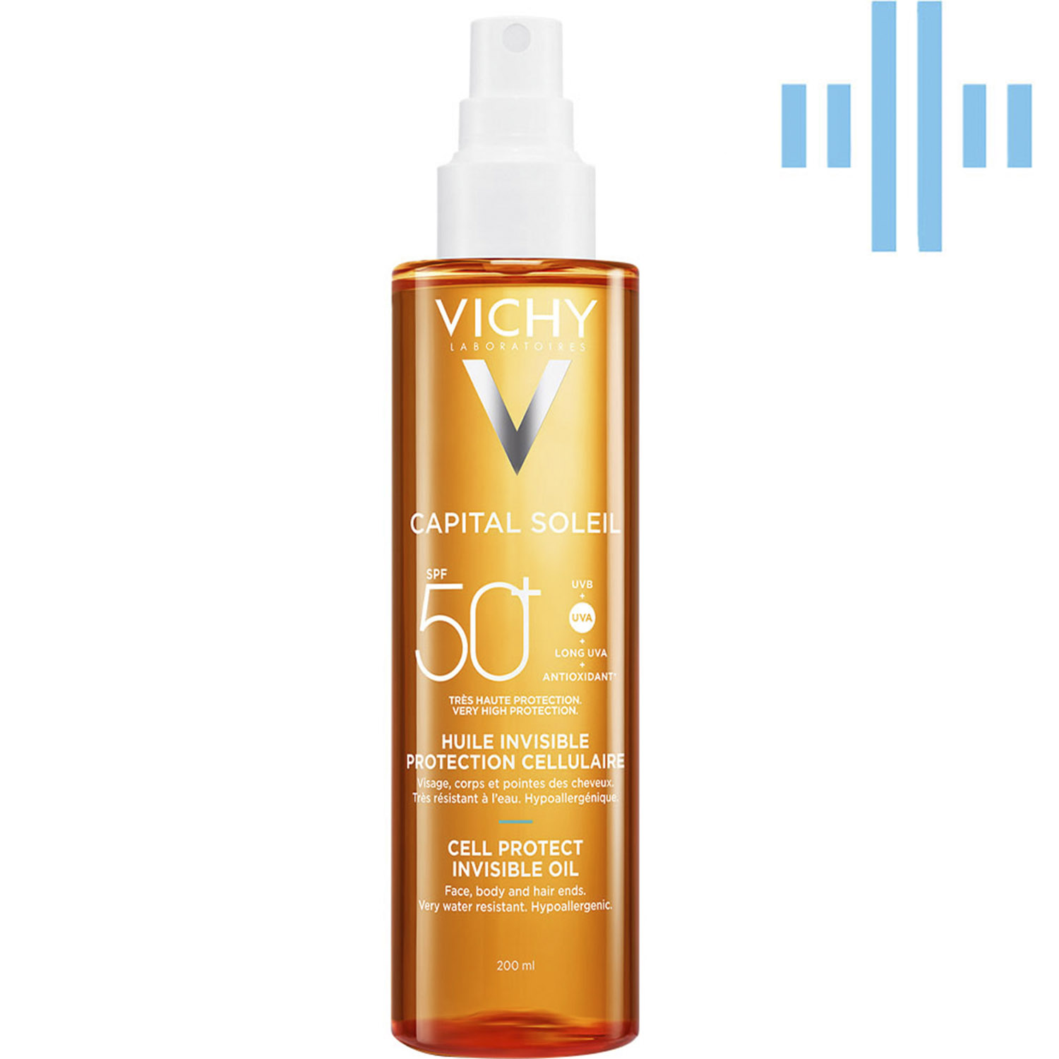 Сонцезахисна водостійка олійка Vichy Capital Soleil для шкіри обличчя, тіла та кінчиків волосся SPF 50+ 200 мл - фото 1