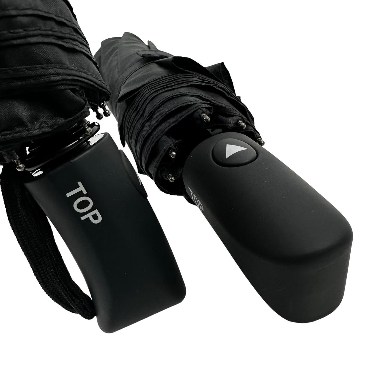 Мужской складной зонтик полуавтомат Toprain 99 см черный - фото 7