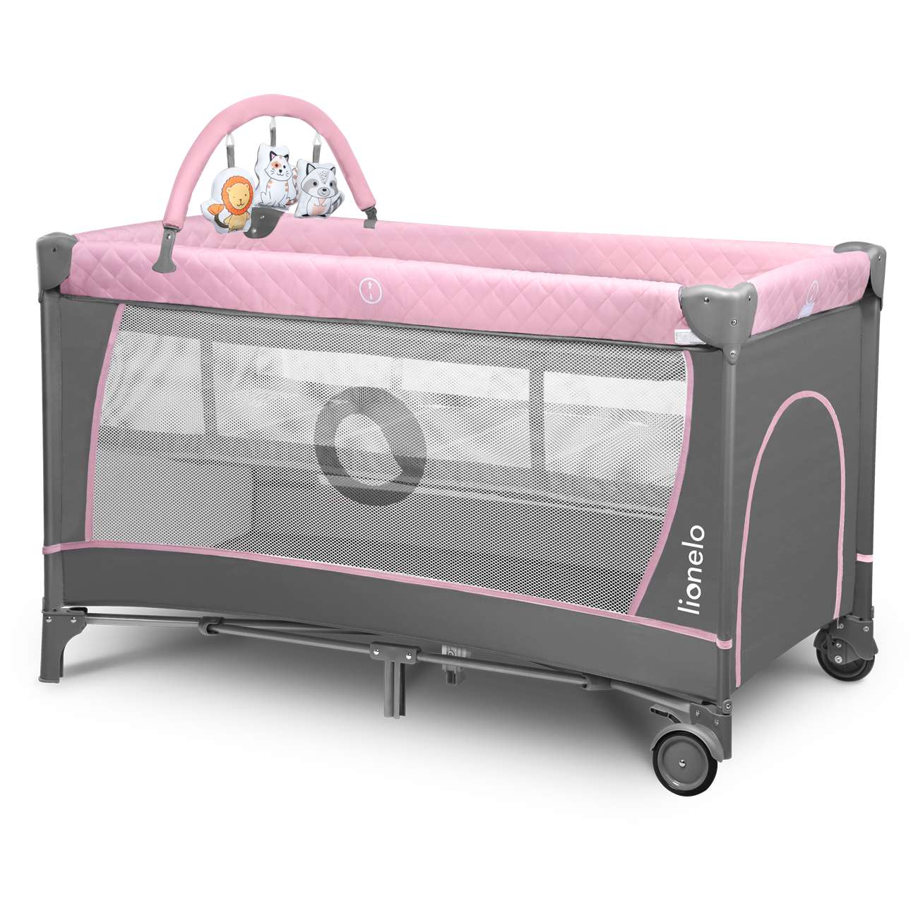 Манеж-кроватка Lionelo Flower, розовый с серым (LO.FL01) - фото 2