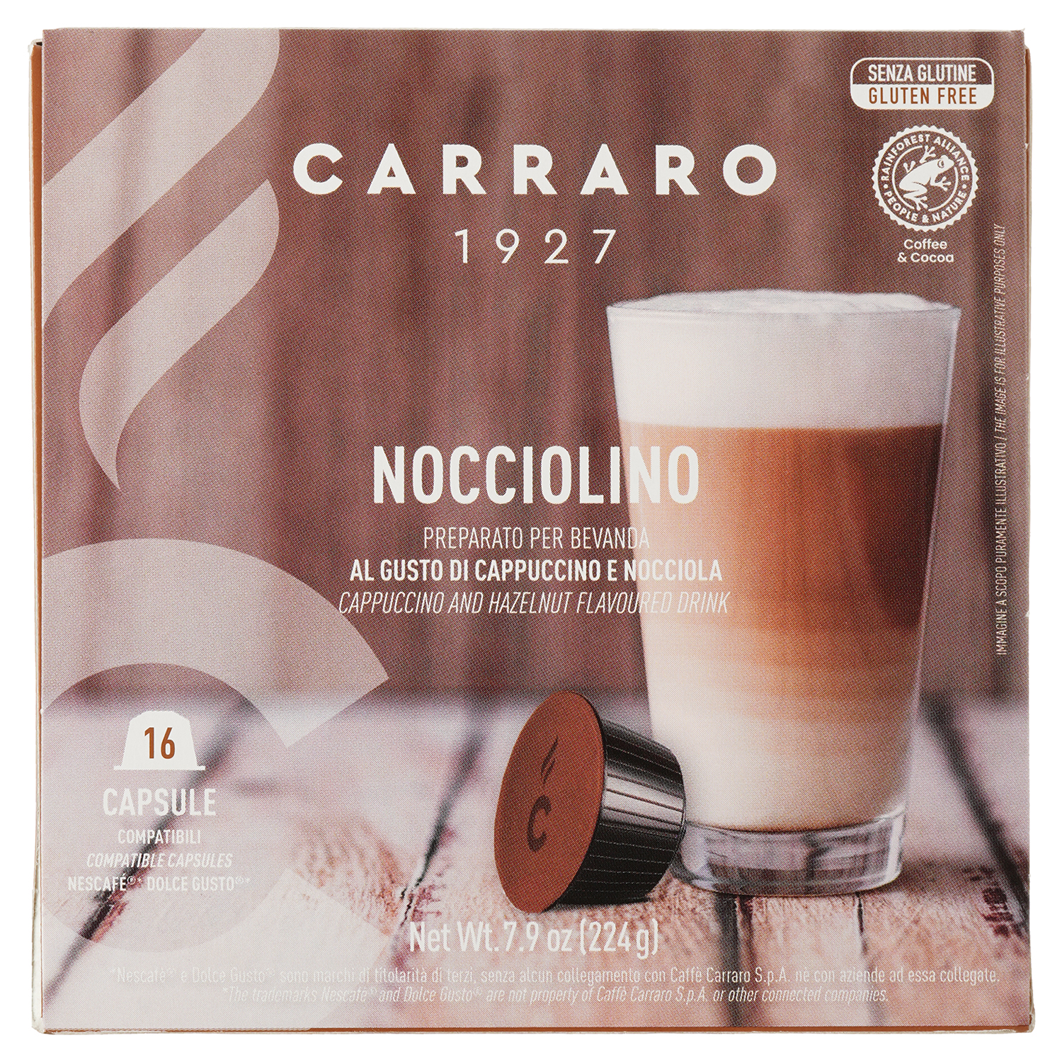 Кофе в капсулах Carraro Dolce Gusto Nocciolino, 16 капсул - фото 1