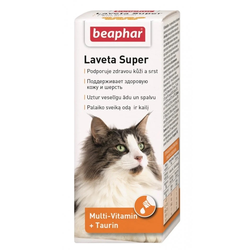 Витамины Beaphar Laveta Super от линьки для здоровой кожи и блестящей шерсти кошек, 50 мл - фото 1