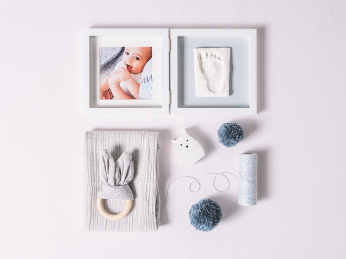 Двойная рамка Baby Art, квадратная с отпечатком, бело-серая (3601095200) - фото 3
