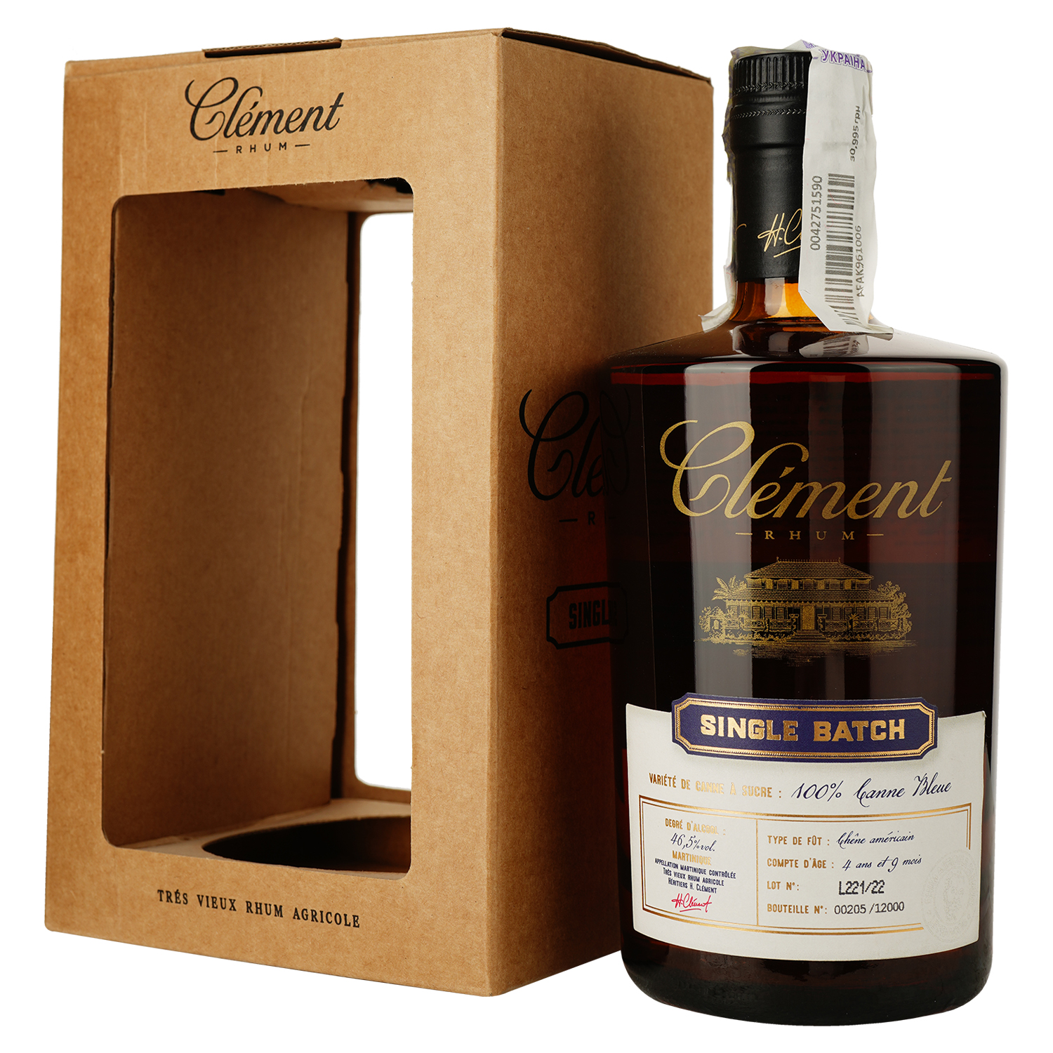 Ром Clement Single Batch 100% Canne Bleue 46.5% 0.5 л - фото 1