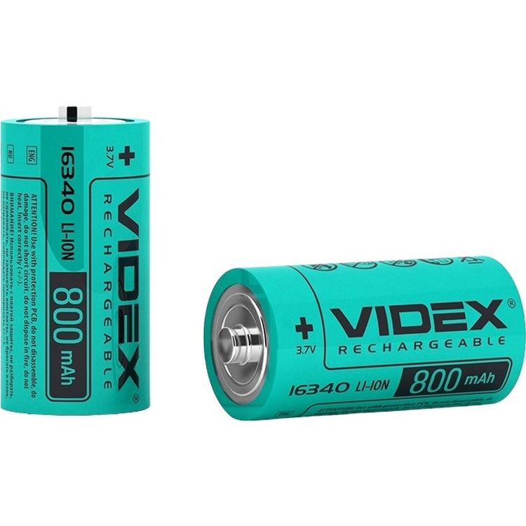 Акумулятор Videx Li-ion 16340 без захисту 800 mAh bulk 1 шт. (16340/800/1B) - фото 2