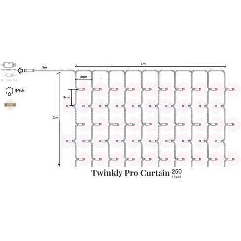 Гирлянда Twinkly Smart LED Pro Curtain RGBW250 AWG22 PVC (TW-PLC-CU-CA-10X25SPP-GR) - фото 3