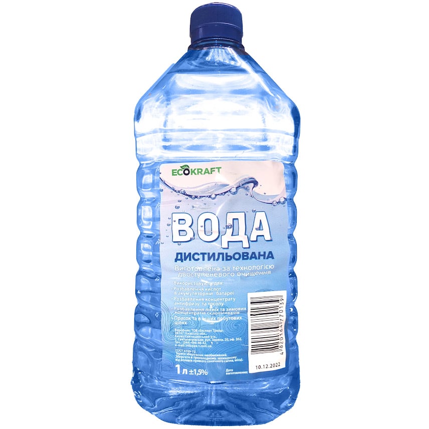 Дистильована вода EcoKraft 1 л - фото 1