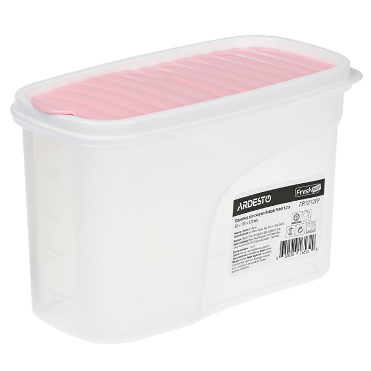 Фото - Харчовий контейнер Ardesto Контейнер  Fresh для сипучих продуктів, 1,2 л, рожевий  (AR1212PP)